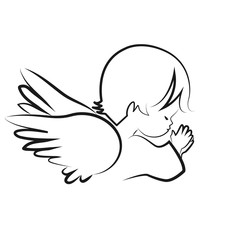 Praying angel child, believe icon vector - 187944040