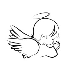 Praying angel child, believe icon vector - 187944051