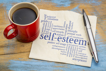  self-esteem word cloud  on napkin