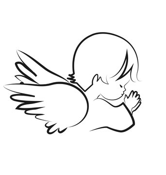 Praying angel child, believe icon vector