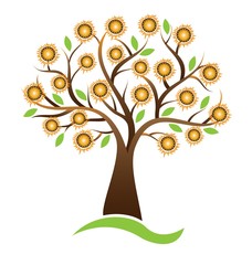 Vector tree sunflower logo design