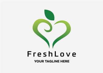 Fresh Love Logo Template Design Vector, Emblem, Design Concept, Creative Symbol, Icon