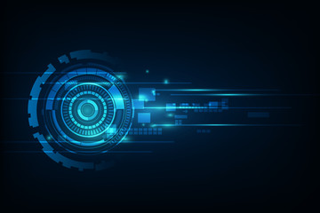 Blue abstract hi speed internet technology background illustration. eye scan virus computer. motion move.