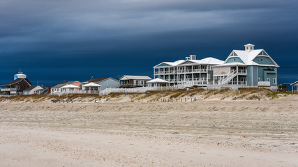 Row of colorful houses on the beach