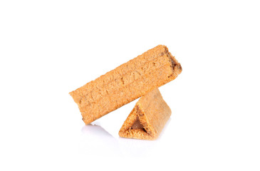 Wafer filling chocolate on white Background
