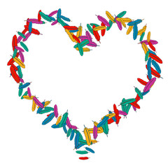 Vector Confetti Background Pattern. Element of design. Colored feathers on a white background