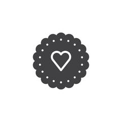 Heart cookie icon vector, filled flat sign, solid pictogram isolated on white. Symbol, logo illustration.