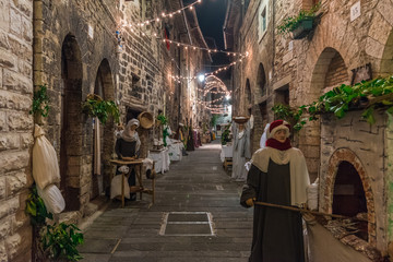 Gubbio, Italy - The awesome medieval town of Umbria Region, during the Christmas holidays, with the...
