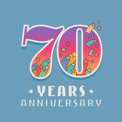 70 years anniversary celebration vector icon, logo