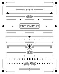 Set of Retro Decorative Page Dividers and Design Elements.