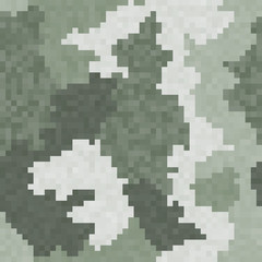 Military background of soldier green camouflaging pattern. Digital camouflage seamless pattern. 
