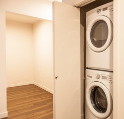 stacking washer and dryer in new apartment