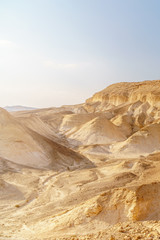 Beautiful nature desert in dry judean picturesque wilderness. Outdoor scenic landscape