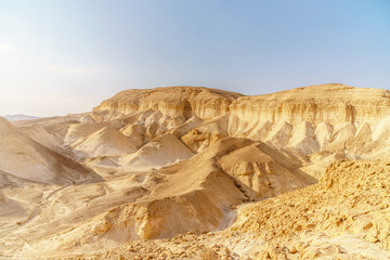 Beautiful nature desert in dry judean picturesque wilderness. Outdoor scenic landscape