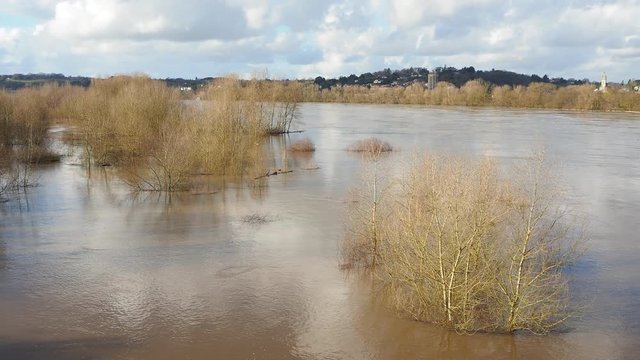 France, the overflowing Loire river close to Nantes