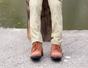 Man wearing cargo panties, outdoor