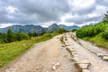 Hiking trail in mountains, landscape, Tatra National Park, Poland