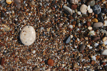 Texture Pebbles with Various Colour of Stones on the Beach. Vacation. Holliday.