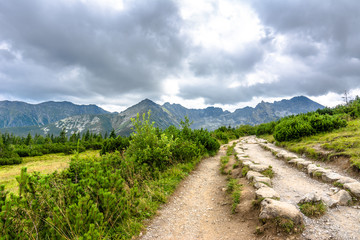 Hiking trail in mountains, landscape, Tatra National Park, Poland