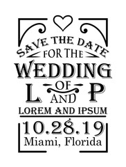 Save the Date wedding invitation design appropriate for weddings.