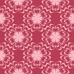 Fototapeta premium Floral seamless design on red background