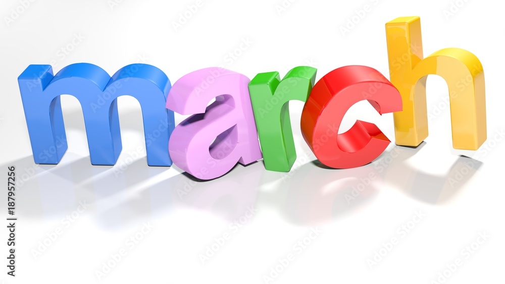 Poster march colorful 3d write - 3d rendering