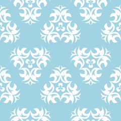 White floral seamless pattern on navy blue background