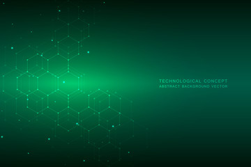 Abstract hexagonal background. Medical, scientific or technological concept. Geometric polygonal graphics. vector illustration.
