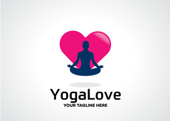 Yoga Love Logo Template Design Vector, Emblem, Design Concept, Creative Symbol, Icon