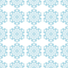 Blue floral seamless pattern on white background