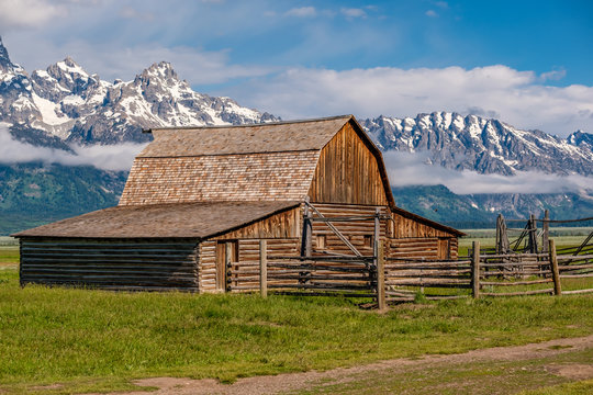 Old barn in Grand Teton Mountains