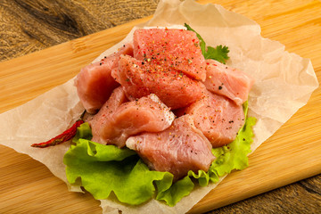 Raw pork pieces