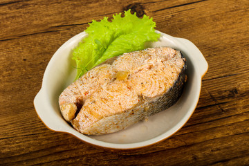 Steamed salmon