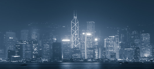 Hong Kong business district city skyline.