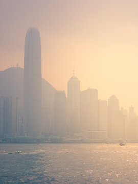 Hong Kong business district city skyline.