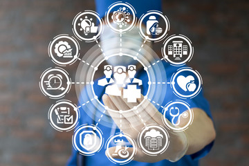 Healthcare Doctors Team Work Success Professional Help Service concept. Doctor using virtual...