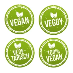 Fotobehang Vegan Button und Vegetarisch Banner Set. © PicItUp