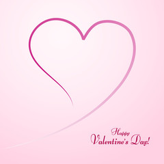 Drawing of the heart Pink line in the shape of heart Text of Happy Valentine's Day Symbol of love and marriage Template for greeting card banner poster Valentine's Day Decorative design element Vector