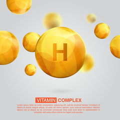 Vitamin gold icon. Retinol vitamin drop pill capsule. Shining golden essence droplet