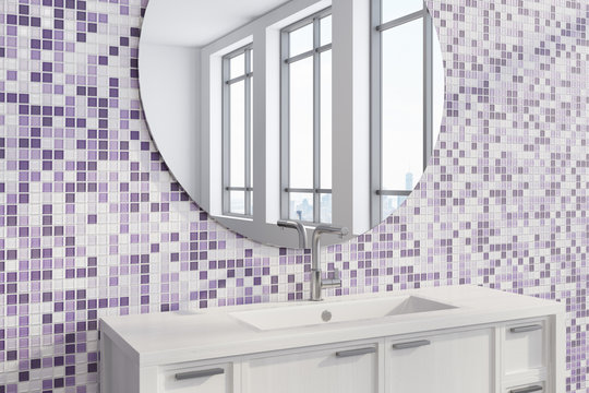 Purple Tile Bathroom Sink, Side