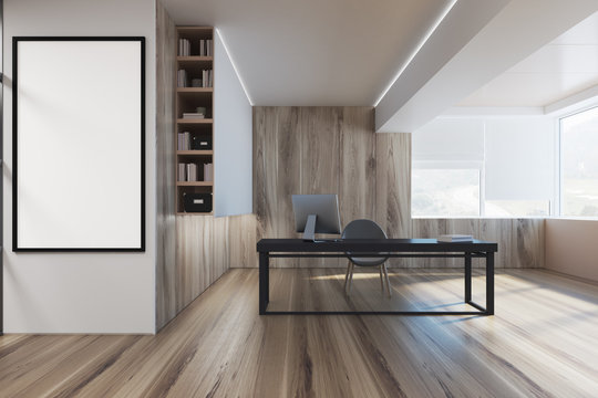 Wooden CEO office interior, poster