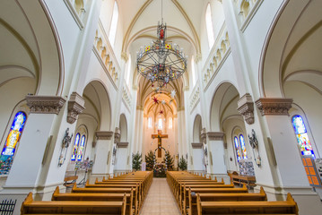 Interior of the Catholic Cathedral at Christmas