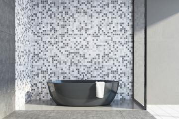 Fototapeta na wymiar Concrete and tiled bathroom, tub