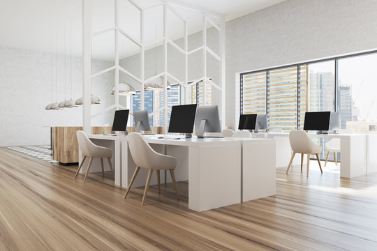 Modern white and wooden office corner pattern