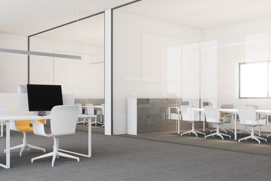 White modern open space office corner