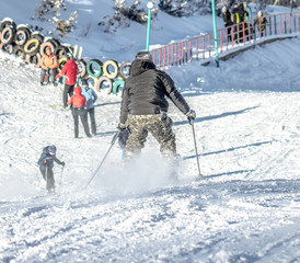 Skiing from the mountain