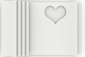 3D illustration. Love heart greeting card background. Space for text in love and Valentine's Day..