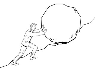 Businessman pushing coloring book vector