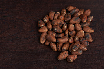 Brown dry cocoa beans