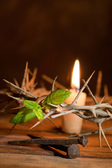Thorns and candle at Easter
